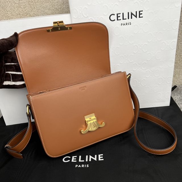 Celine original calfskin medium triomphe bag 187363 tan