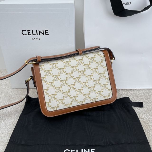 Celine original canvas medium triomphe bag 187363 white