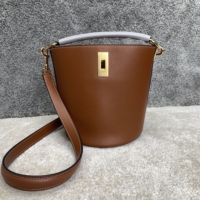 Celine original calfskin mini bucket 16 bag 197573 brown