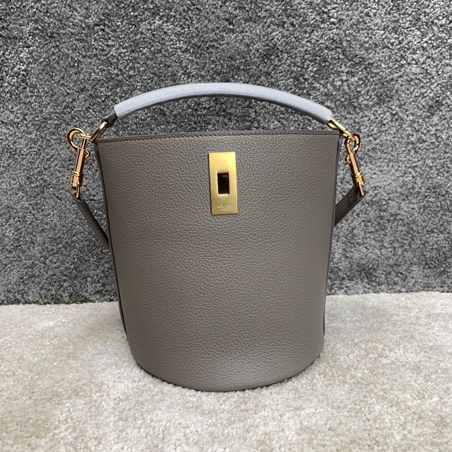 Celine original calfskin mini bucket 16 bag 197573 grey