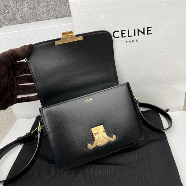 Celine original calfskin small triomphe bag 188423 black