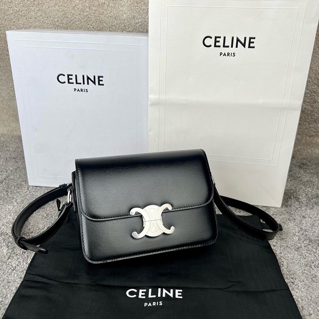 Celine original calfskin small triomphe bag 188423 black