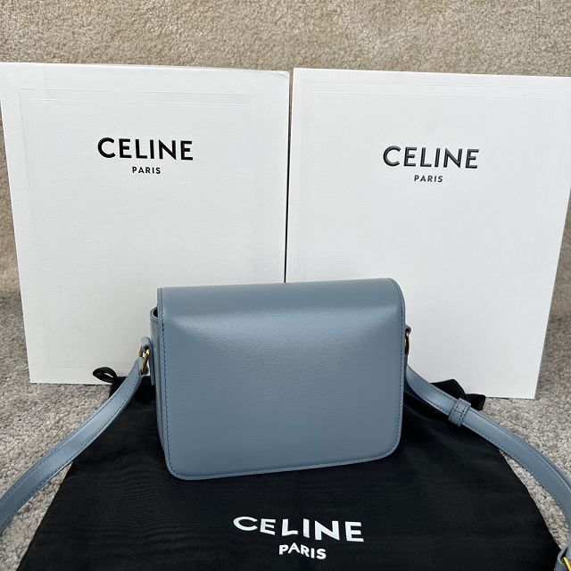 Celine original calfskin small triomphe bag 188423 blue grey