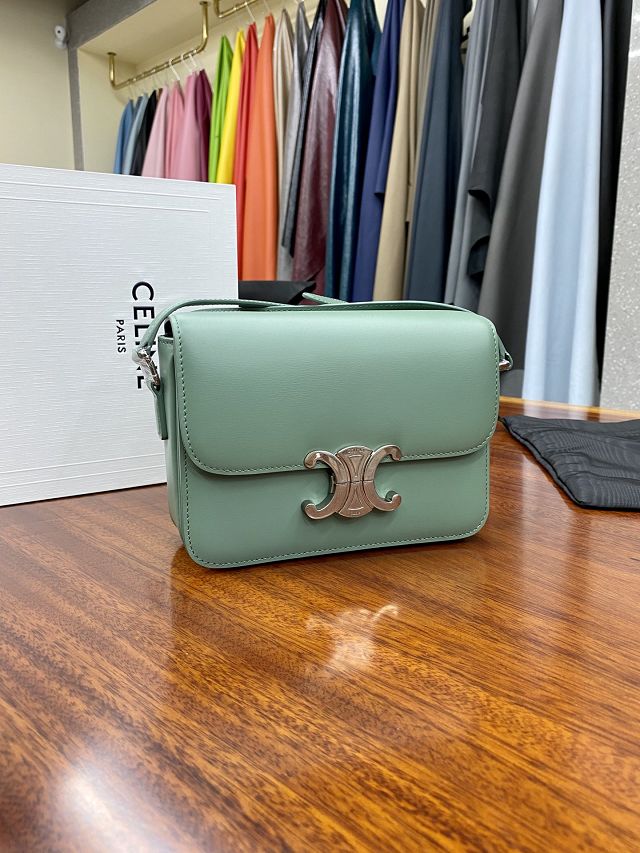 Celine original calfskin small triomphe bag 188423 cyan