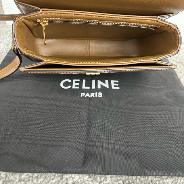 Celine original calfskin small triomphe bag 188423 dark brown