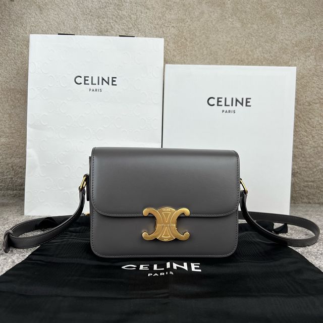 Celine original calfskin small triomphe bag 188423 dark grey