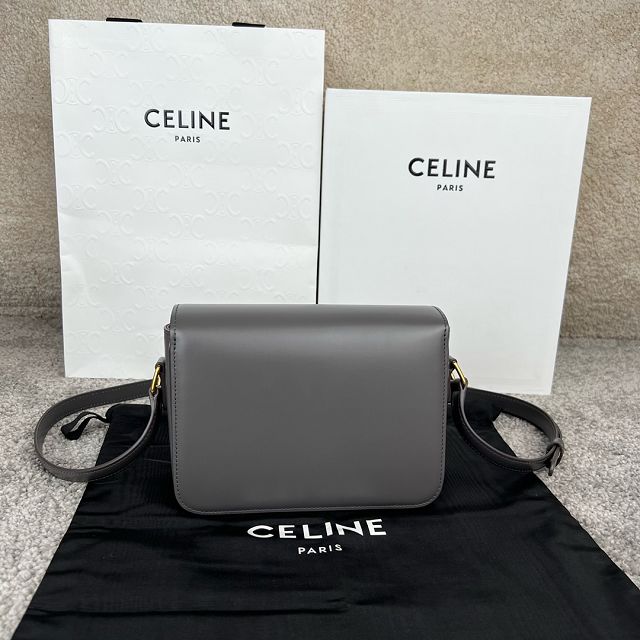 Celine original calfskin small triomphe bag 188423 dark grey