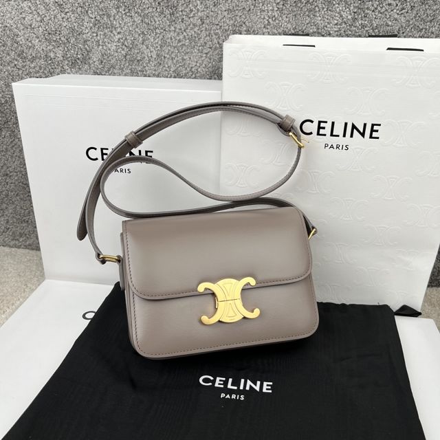 Celine original calfskin small triomphe bag 188423 pebble