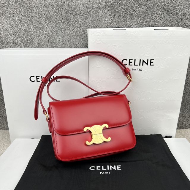 Celine original calfskin small triomphe bag 188423 red