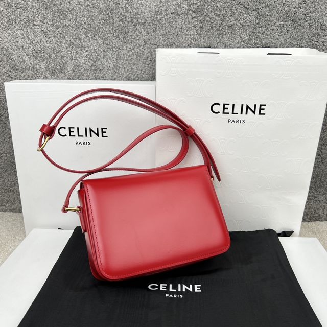 Celine original calfskin small triomphe bag 188423 red