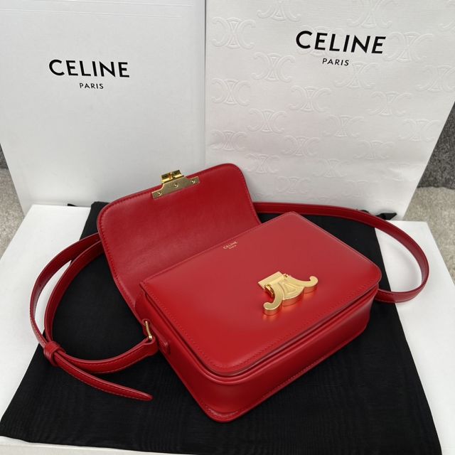 Celine original calfskin small triomphe bag 188423 red