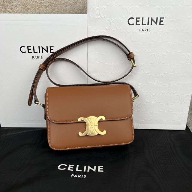 Celine original calfskin small triomphe bag 188423 tan