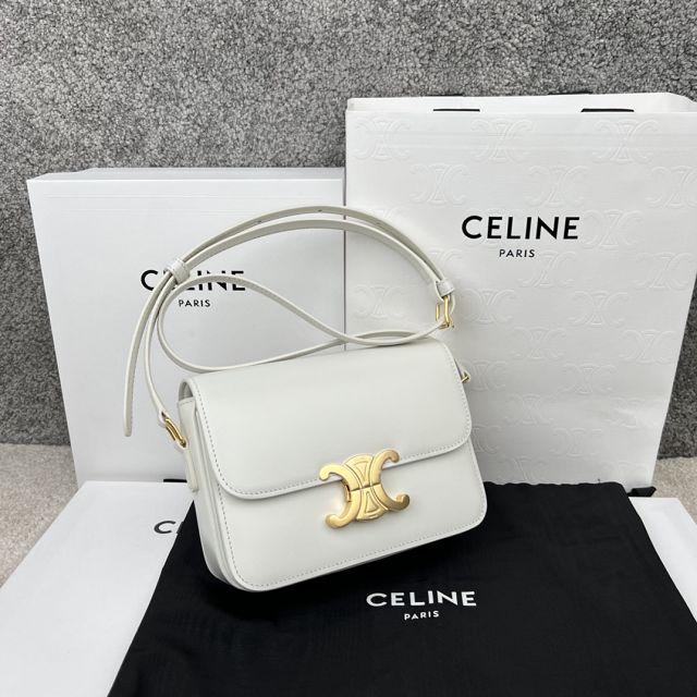 Celine original calfskin small triomphe bag 188423 white