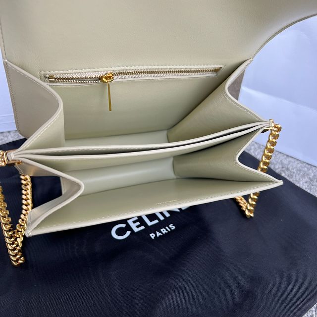 Celine original calfskin small triomphe chain bag 113583 beige