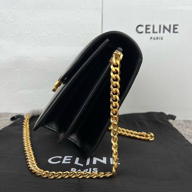 Celine original calfskin small triomphe chain bag 113583 black