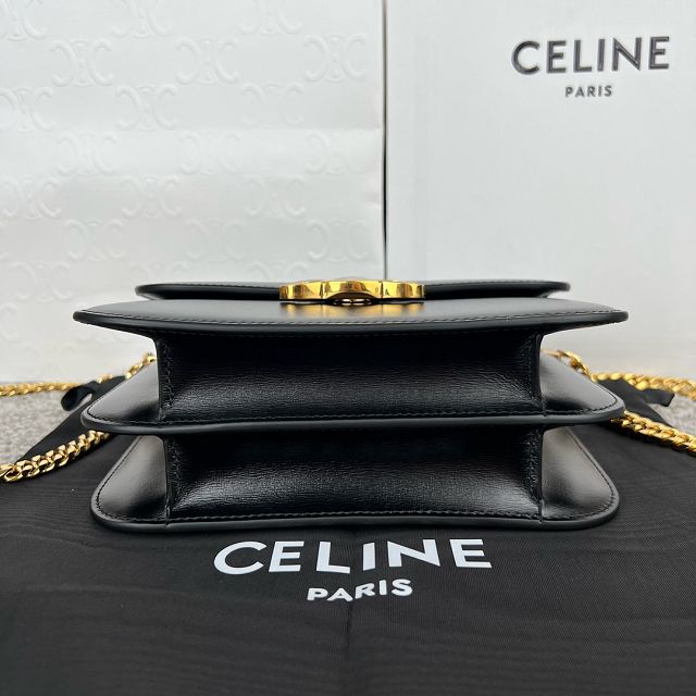 Celine original calfskin small triomphe chain bag 113583 black