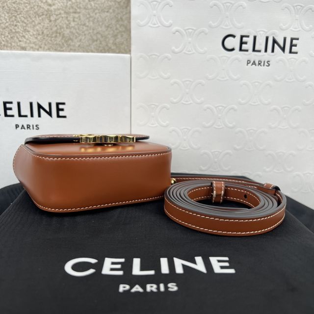 Celine original calfskin triomphe mini bag 101513 tan