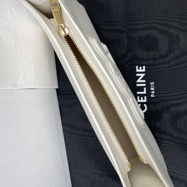 Celine original calfskin triomphe shoulder bag 198153 white