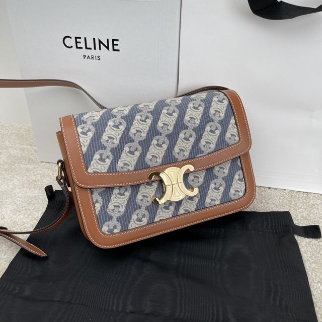 Celine original canvas medium triomphe bag 187363 blue