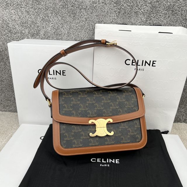 Celine original canvas medium triomphe bag 187363 tan