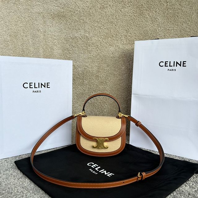 Celine original canvas mini besace bag 10L063 natural