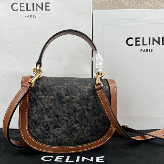 Celine original canvas mini besace bag 10L063 tan