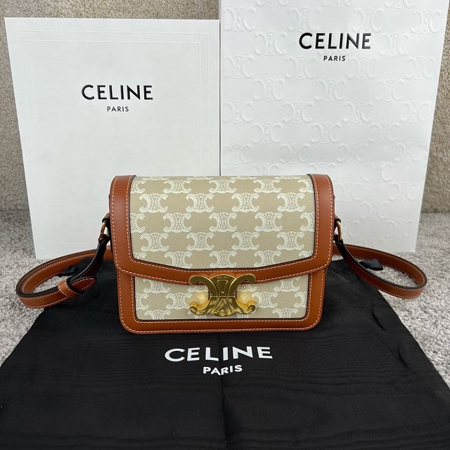 Celine original canvas small triomphe bag 188423 beige