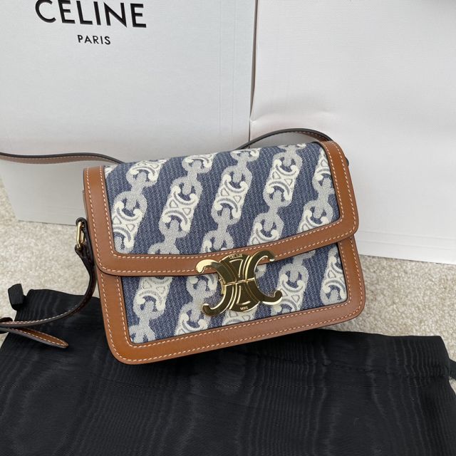 Celine original canvas small triomphe bag 188423 blue