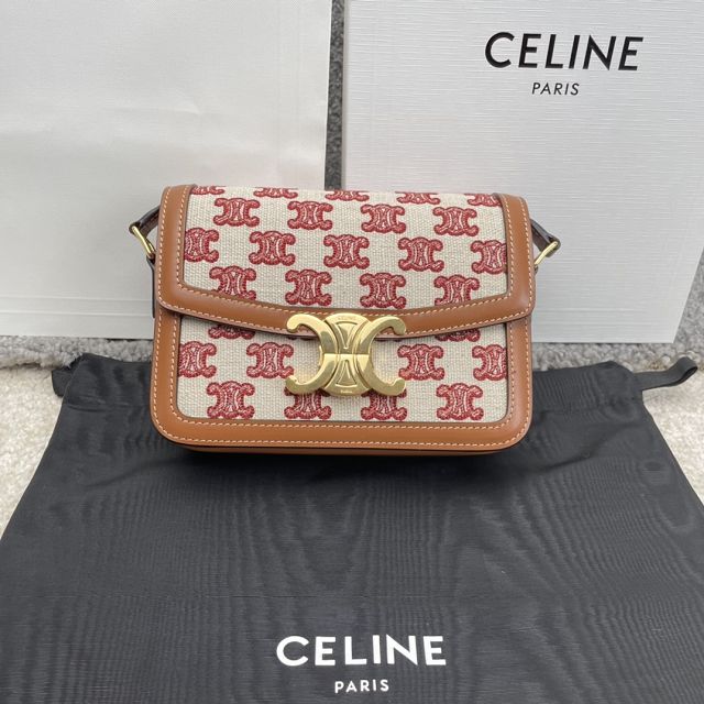 Celine original canvas small triomphe bag 188423 bordeaux