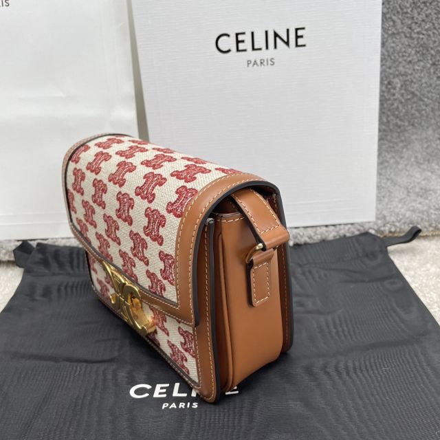 Celine original canvas small triomphe bag 188423 bordeaux