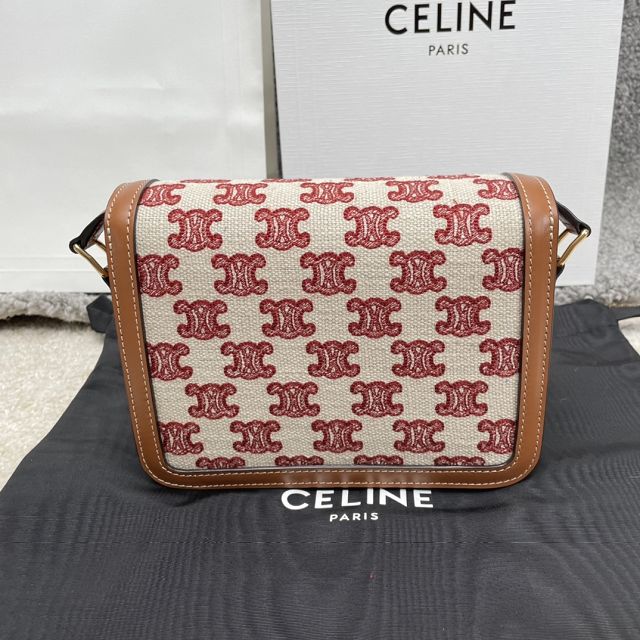 Celine original canvas small triomphe bag 188423 bordeaux