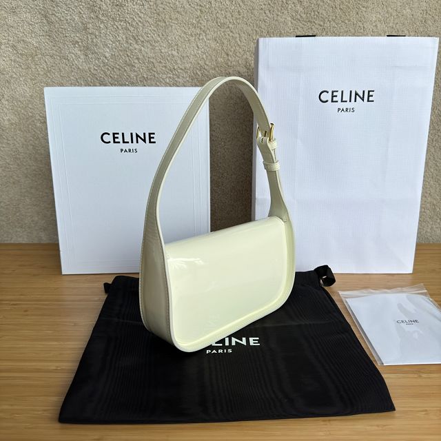 Celine original patent calfskin terence shoulder bag 118313 beige