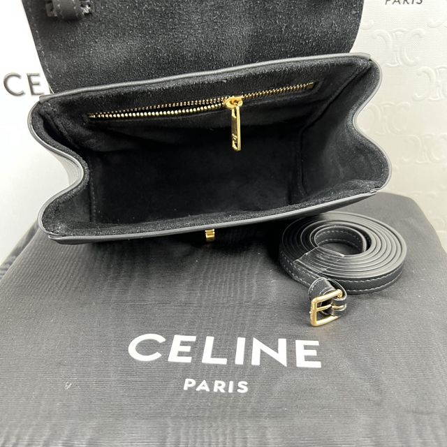 celine original calfskin mini soft 16 bag 10L353 black