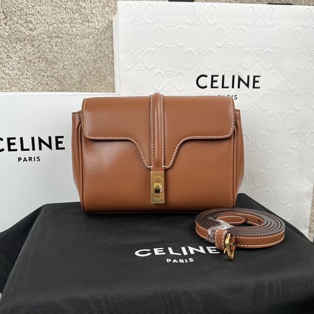 celine original calfskin mini soft 16 bag 10L353 tan