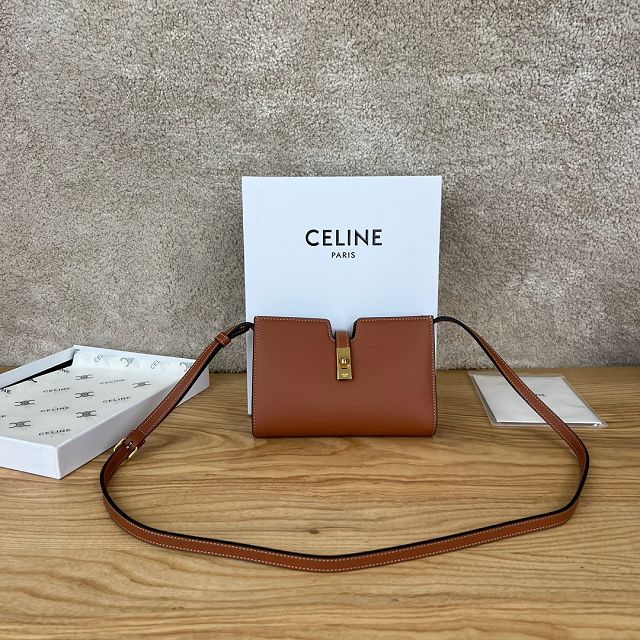 celine original calfskin mini soft 16 shoulder bag 100443 tan