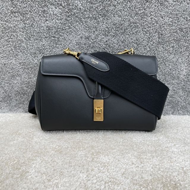 celine original calfskin small soft 16 bag 196853 black