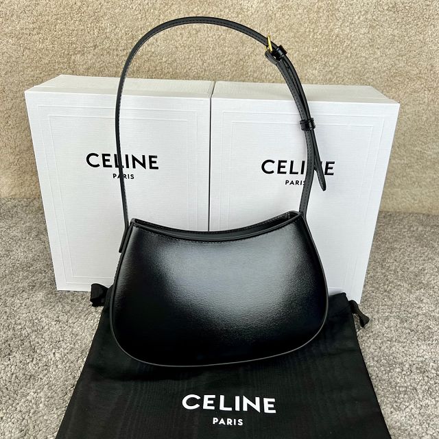 Celine original calfskin medium tilly bag 115703 black