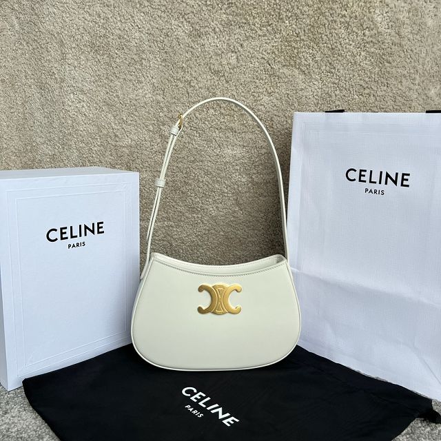 Celine original calfskin medium tilly bag 115703 white