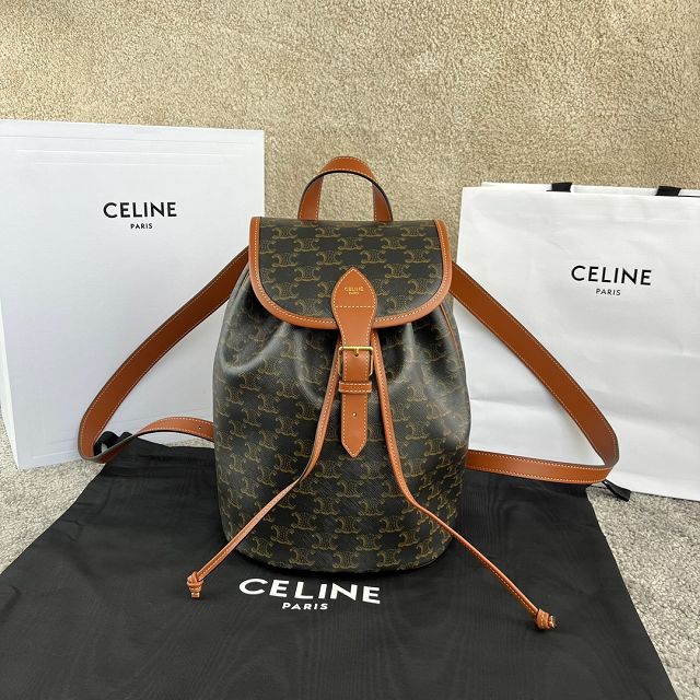 Celine original canvas triomphe backpack 117902 tan