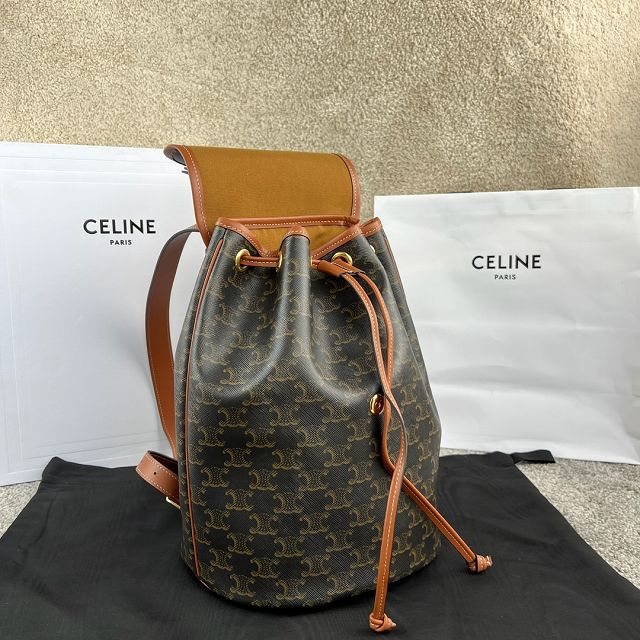 Celine original canvas triomphe backpack 117902 tan