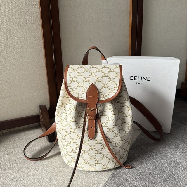 Celine original canvas triomphe backpack 117902 white