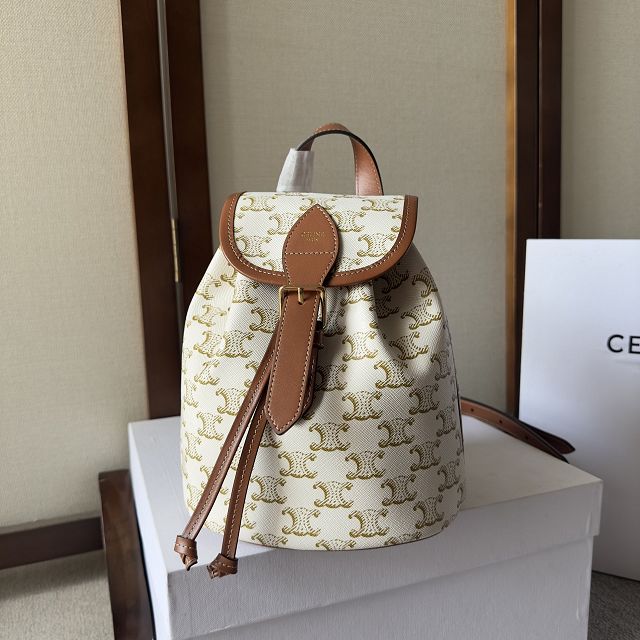 Celine original canvas triomphe mini backpack 197662 white