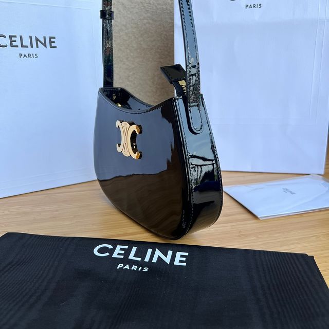 Celine original patent calfskin medium tilly bag 115703 black