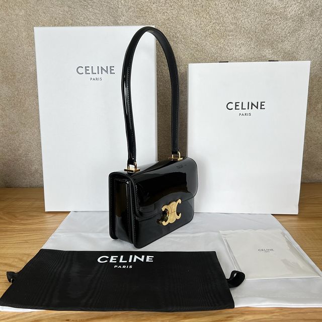 Celine original patent calfskin small garence bag 118053 black