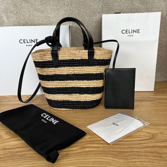 Celine original raffia supple tote handbag 115802 black