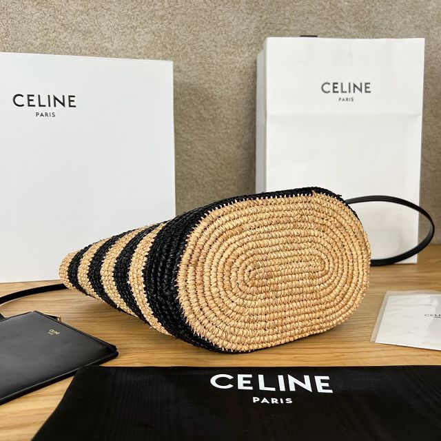 Celine original raffia supple tote handbag 115802 black