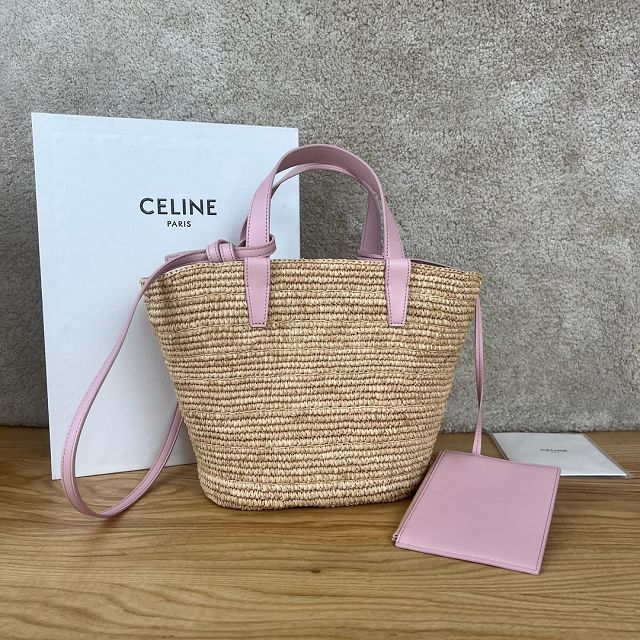 Celine original raffia supple tote handbag 115802 pink