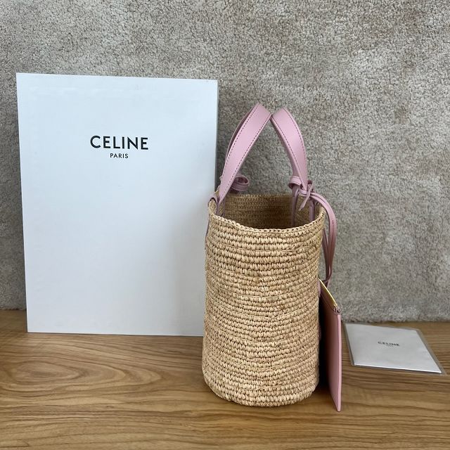 Celine original raffia supple tote handbag 115802 pink