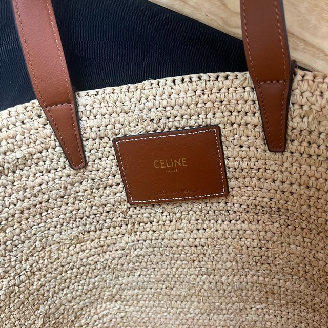 Celine original raffia supple tote handbag 115802 tan