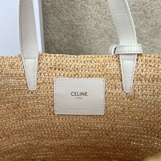 Celine original raffia supple tote handbag 115802 white